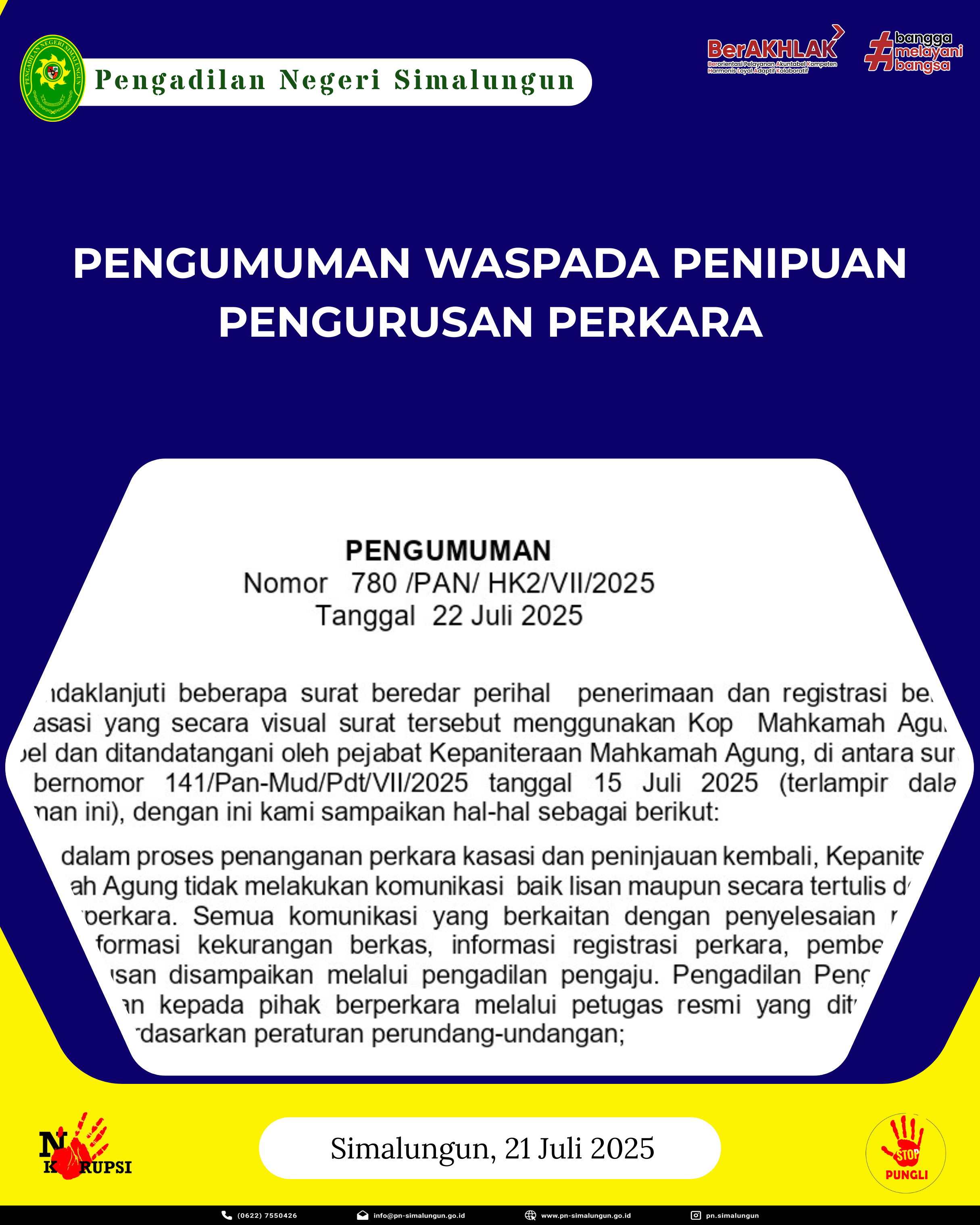 PENGUMUMAN WASPADA PENIPUAN PENGURUSAN PERKARA PENGUMUMAN WASPADA PENIPUAN PENGURUSAN PERKARA