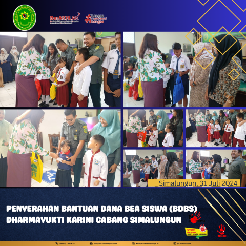 Penyerahan Bantuan Dana Bea Siswa (BDBS) Tahun 2024 Dharmayukti Karini Cabang Simalungun Penyerahan Bantuan Dana Bea Siswa (BDBS) Tahun 2024 Dharmayukti Karini Cabang Simalungun