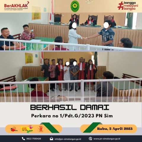 Perkara Perdata Gugatan Berhasil Dengan Damai pada Pengadilan Negeri Simalungun Perkara Perdata Gugatan Berhasil Dengan Damai pada Pengadilan Negeri Simalungun
