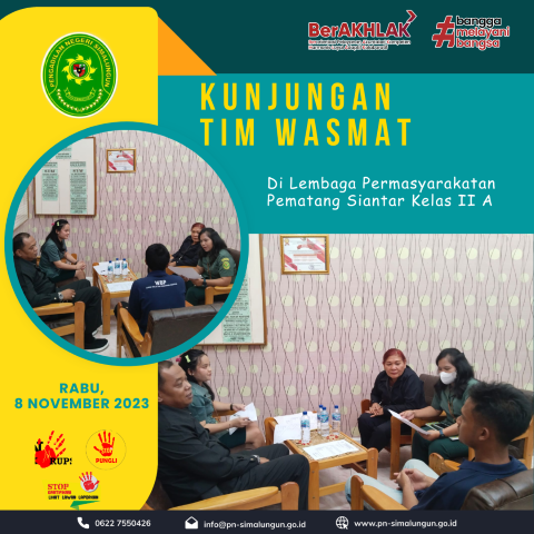 Pengadilan Negeri Simalungun Melaksanakan Kunjungan Tim Wasmat ke Lembaga Pemasyarakatan Pematansiantar Kelas II A Pengadilan Negeri Simalungun Melaksanakan Kunjungan Tim Wasmat ke Lembaga Pemasyarakatan Pematansiantar Kelas II A
