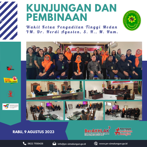 Kunjungan dan Pembinaan Wakil Ketua Pengadilan Tinggi Medan ke Pengadilan Negeri Simalungun.