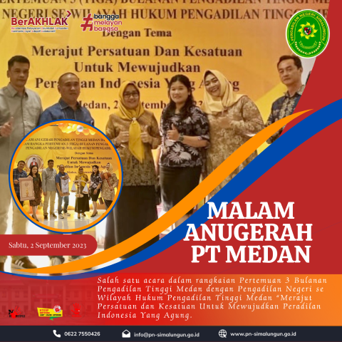 Acara Pertemuan 3 (Tiga) Bulanan Pengadilan Tinggi Medan dan Seluruh Pengadilan Negeri Sewilayah Pengadilan Tinggi Medan di Kota Medan.