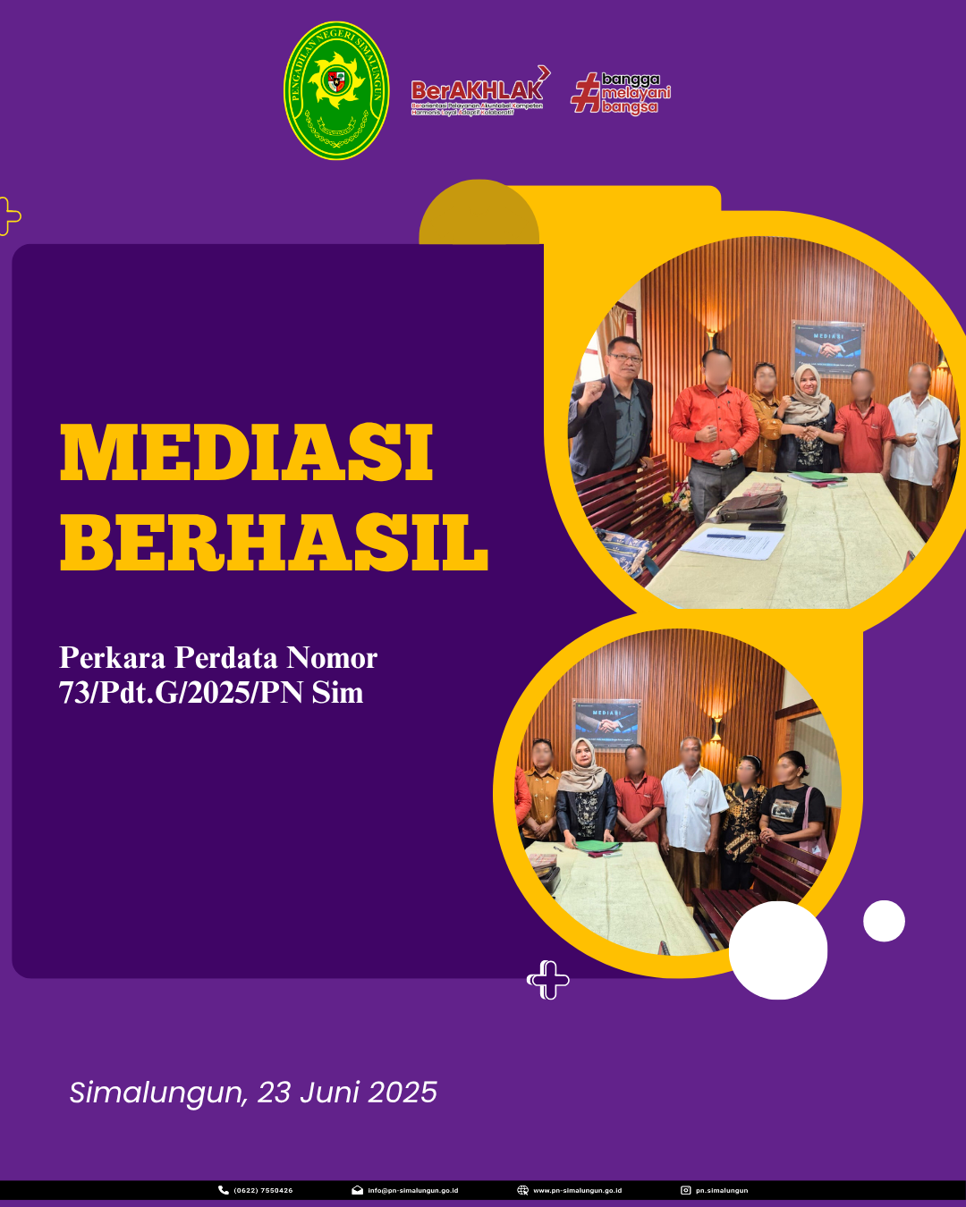 Mediasi Berhasil Dengan Perdamaian yang dilakukan oleh Hakim Mediator Pengadilan Negeri Simalungun Mediasi Berhasil Dengan Perdamaian yang dilakukan oleh Hakim Mediator Pengadilan Negeri Simalungun