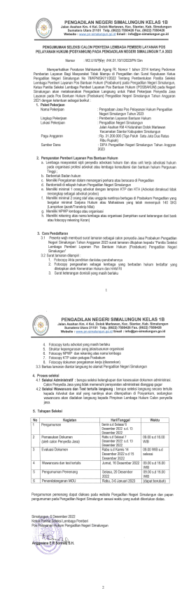 PENGUMUMAN POSYANKUM PENGUMUMAN POSYANKUM