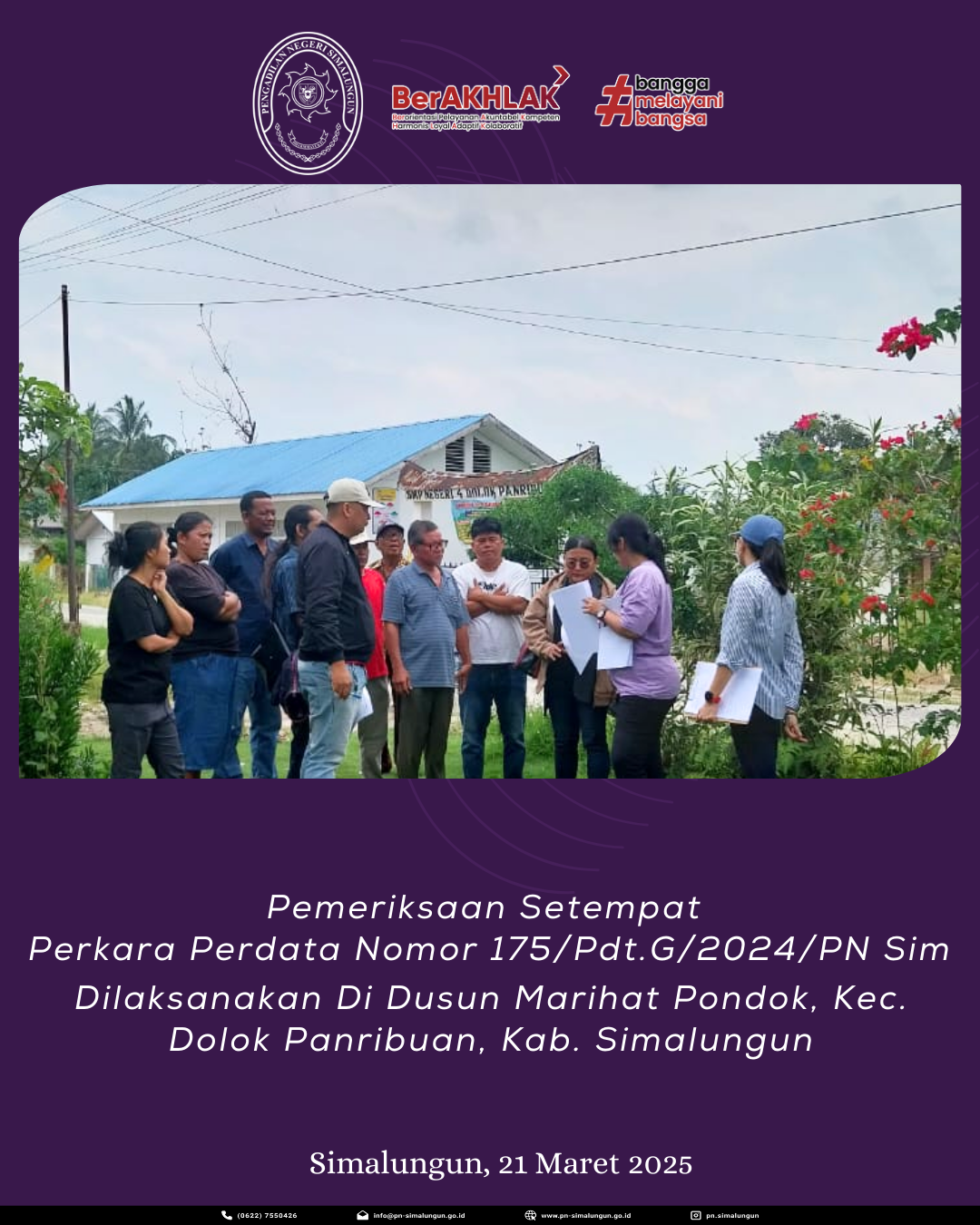 Pengadilan Negeri Simalungun Melakukan Pemeriksaan Setempat di Disun Marihat Pondok, Kecamatan Dolok Panribuan, Kabupaten Simalungun Pengadilan Negeri Simalungun Melakukan Pemeriksaan Setempat di Disun Marihat Pondok, Kecamatan Dolok Panribuan, Kabupaten Simalungun