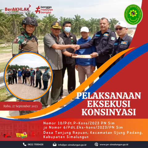 Pengadilan Negeri Simalungun Melaksanakan Eksekusi Perkara Konsinyasi di Huta III Kampung Tengah, Desa Tanjung Rapuan, Kecamatan Ujung Padang, Kabupaten Simalungun. Pengadilan Negeri Simalungun Melaksanakan Eksekusi Perkara Konsinyasi di Huta III Kampung Tengah, Desa Tanjung Rapuan, Kecamatan Ujung Padang, Kabupaten Simalungun.