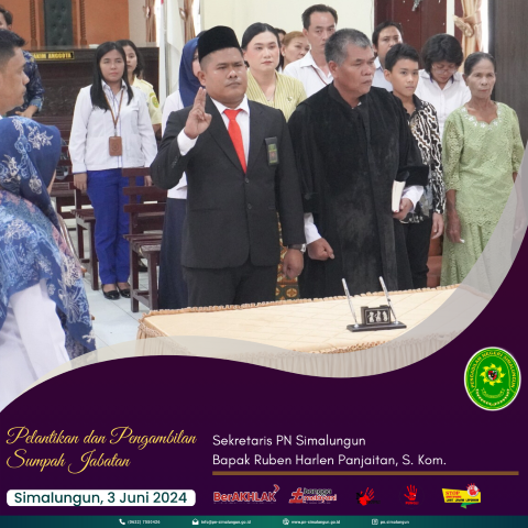 Pengambilan Sumpah Jabatan dan Pelantikan Sekretaris pada Pengadilan Negeri Simalungun Pengambilan Sumpah Jabatan dan Pelantikan Sekretaris pada Pengadilan Negeri Simalungun