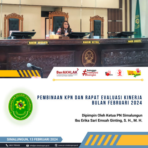 Rapat Pembinaan Ketua Pengadilan Negeri Simalungun Dan Evaluasi Kinerja Bulan Februari 2024