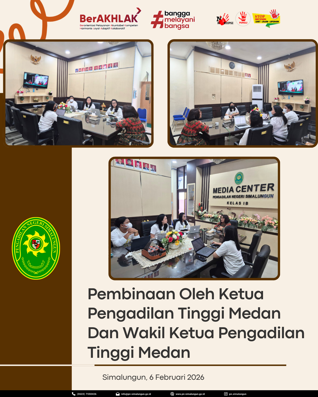 Pengadilan Negeri Simalungun Mengikuti Kegiatan Pembinaan Ketua dan Wakil Ketua Pengadilan Tinggi Medan Melalui Zoom Meeting