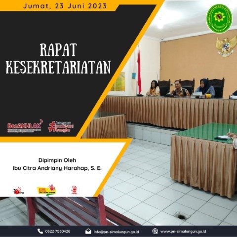 Rapat Kesekretariatan Bulan Juni 2023 pada Pengadilan Negeri Simalungun
