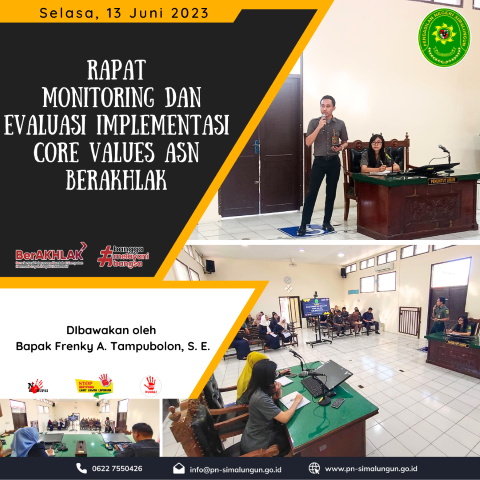 Rapat Monitoring dan Evaluasi Implementasi Core Values ASN BerAKHLAK pada Pengadilan Negeri Simalungun Rapat Monitoring dan Evaluasi Implementasi Core Values ASN BerAKHLAK pada Pengadilan Negeri Simalungun