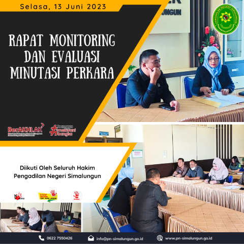 Rapat Monitoring dan Evaluasi Minutasi Perkara pada Pengadilan Negeri Simalungun