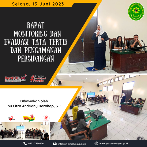 Rapat Monitoring dan Evaluasi Tata Tertib dan Pengamanan Persidangan pada Pengadilan Negeri Simalungun Rapat Monitoring dan Evaluasi Tata Tertib dan Pengamanan Persidangan pada Pengadilan Negeri Simalungun