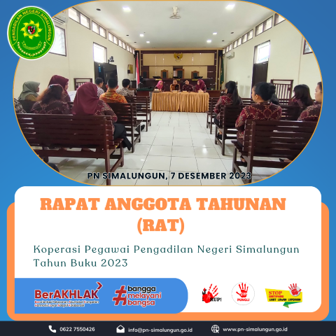 Rapat Anggota Tahunan (RAT) Koperasi Pengadilan Negeri Simalungun Tahun 2023