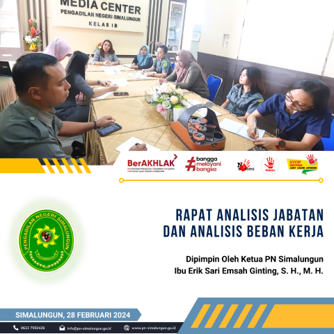 Rapat Analisis Jabatan (ANJAB) dan Analisis Beban Kerja (ABK) pada Pengadilan Negeri Simalungun.