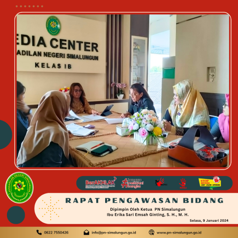 Rapat Pengawasan Bidang Bulan Januari 2024 dan Monitoring Evaluasi Zona Integritas pada Pengadilan Negeri Simalungun Rapat Pengawasan Bidang Bulan Januari 2024 dan Monitoring Evaluasi Zona Integritas pada Pengadilan Negeri Simalungun