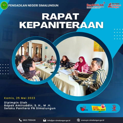 Rapat Kepaniteraan Bulan Mei 2023 pada Pengadilan Negeri Simalungun