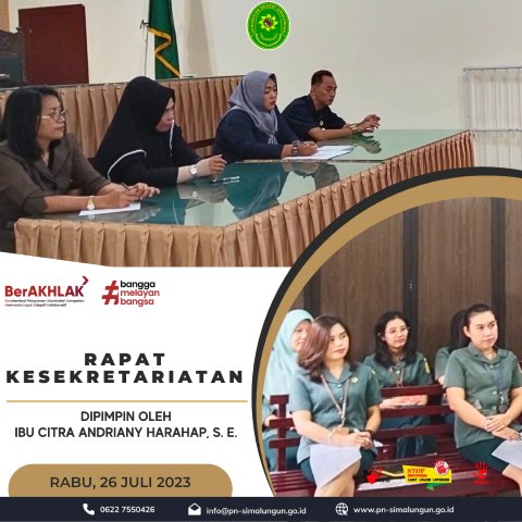 Rapat Kesekretariatan Bulan Juli Tahun 2023 pada Pengadilan Negeri Simalungun Rapat Kesekretariatan Bulan Juli Tahun 2023 pada Pengadilan Negeri Simalungun