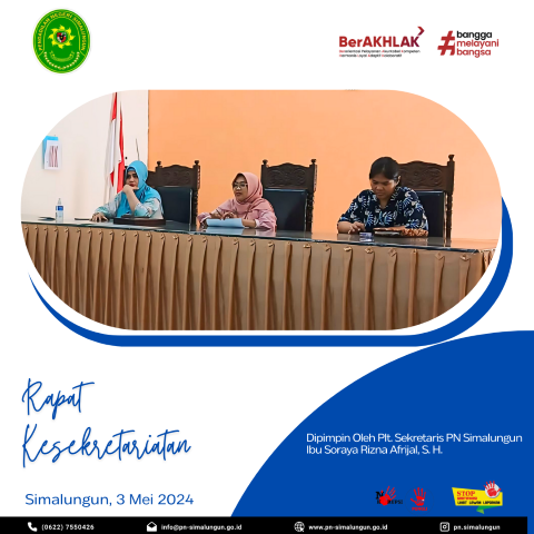 Rapat Kesekretariatan Bulan Mei Tahun 2024 pada Pengadilan Negeri Simalungun