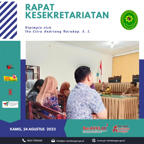 Rapat Kesekretariatan Bulan Agustus Tahun 2023 pada Pengadilan Negeri Simalungun Rapat Kesekretariatan Bulan Agustus Tahun 2023 pada Pengadilan Negeri Simalungun