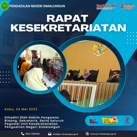 Rapat Kesekretariatan Bulan Mei 2023 pada Pengadilan Negeri Simalungun