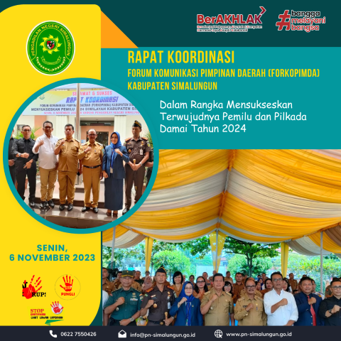 Pengadilan Negeri Simalungun Mengadakan Acara Rapat Koordinasi Forum Komunitas Pimpinan Daerah (FORKOPIMDA) Kabupaten Simalungun. Pengadilan Negeri Simalungun Mengadakan Acara Rapat Koordinasi Forum Komunitas Pimpinan Daerah (FORKOPIMDA) Kabupaten Simalungun.