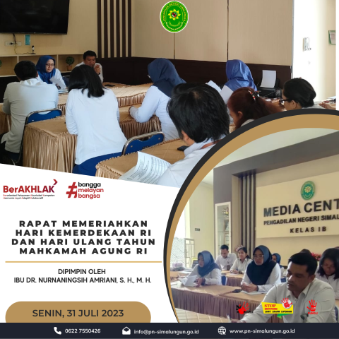 Rapat Memeriahkan Hari Kemerdekaan RI dan Hari Ulang Tahun Mahkamah Agung RI di Pengadilan Negeri Simalungun Rapat Memeriahkan Hari Kemerdekaan RI dan Hari Ulang Tahun Mahkamah Agung RI di Pengadilan Negeri Simalungun