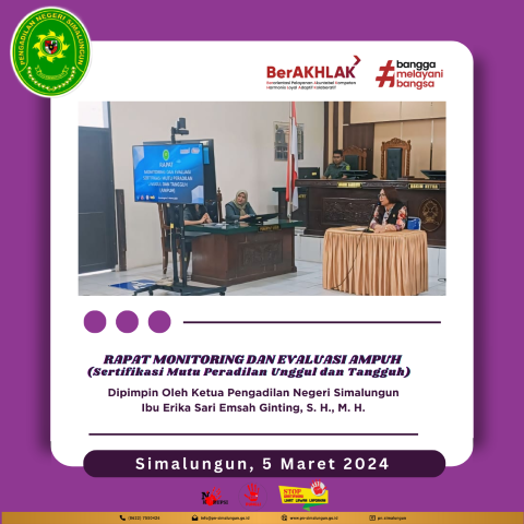 Rapat Monitoring dan Evaluasi AMPUH pada Pengadilan Negeri Simalungun
