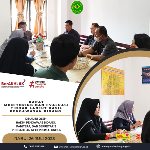 Rapat Monitoring dan Evaluasi Tindak Lanjut Hasil Pengawasan Bidang pada Pengadilan Negeri Simalungun Rapat Monitoring dan Evaluasi Tindak Lanjut Hasil Pengawasan Bidang pada Pengadilan Negeri Simalungun