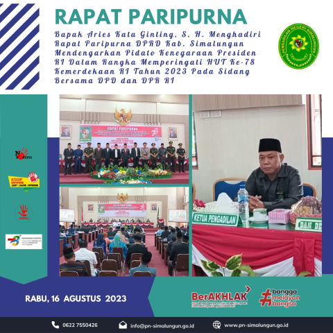 Pengadilan Negeri Simalungun Mengikuti Rapat Paripurna DPRD Kabupaten Simalungun.