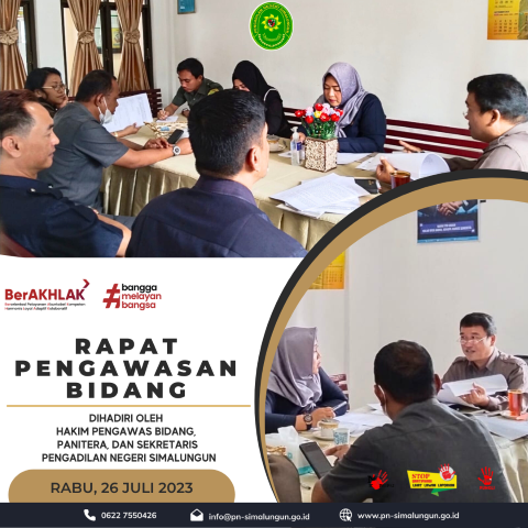 Rapat Pengawasan Bidang Bulan Juli 2023 dan Monitoring Evaluasi Zona Integritas pada Pengadilan Negeri Simalungun Rapat Pengawasan Bidang Bulan Juli 2023 dan Monitoring Evaluasi Zona Integritas pada Pengadilan Negeri Simalungun
