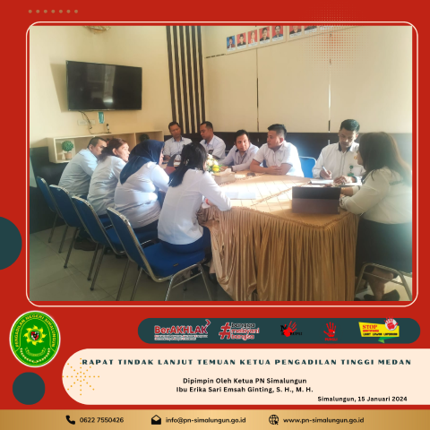 Rapat Tindak Lanjut Hasil Temuan Ketua Pengadilan Tinggi Medan pada Pengadilan Negeri Simalungun Rapat Tindak Lanjut Hasil Temuan Ketua Pengadilan Tinggi Medan pada Pengadilan Negeri Simalungun