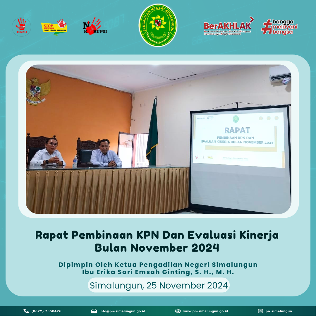Rapat Pembinaan KPN Dan Evaluasi Kinerja Bulan November 2024 Rapat Pembinaan KPN Dan Evaluasi Kinerja Bulan November 2024