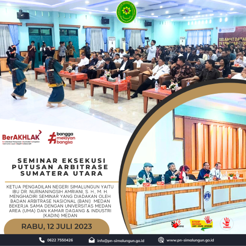 Ketua Pengadilan Negeri Simalungun Menghadiri Kegiatan Seminar Eksekusi Putusan Arbitrase Sumatera Utara