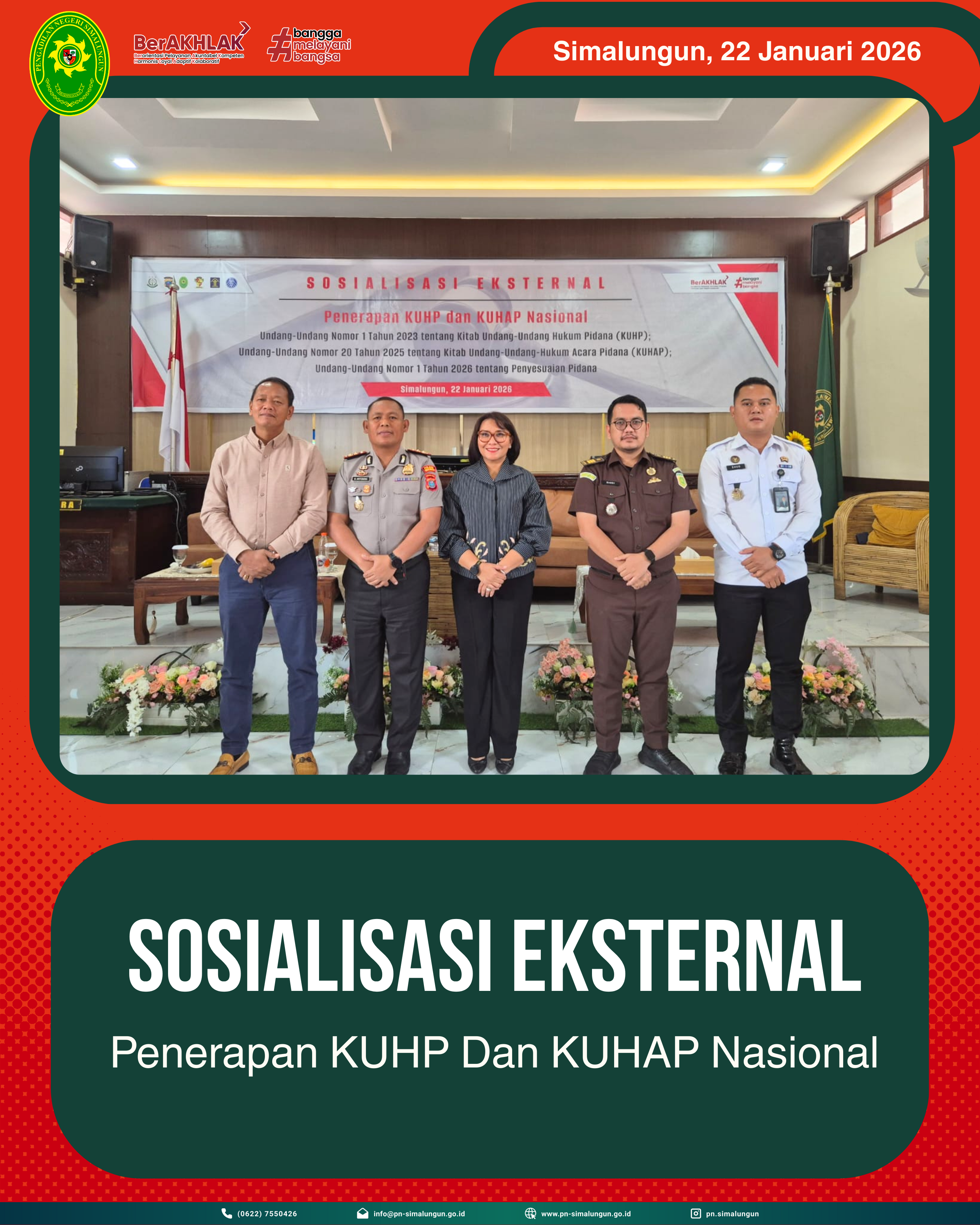 Sosialisasi Eksternal tentang Penerapan KUHP dan KUHAP Nasional