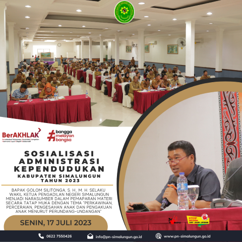 Wakil Ketua Pengadilan Negeri Simalungun Mengikuti Kegiatan Sosialisasi Administrasi Kependudukan Kabupaten Simalungun Tahun 2023 Wakil Ketua Pengadilan Negeri Simalungun Mengikuti Kegiatan Sosialisasi Administrasi Kependudukan Kabupaten Simalungun Tahun 2023