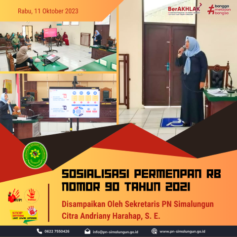 Sosialisasi Permenpan RB Nomor 90 Tahun 2021 pada Pengadilan Negeri Simalungun Sosialisasi Permenpan RB Nomor 90 Tahun 2021 pada Pengadilan Negeri Simalungun