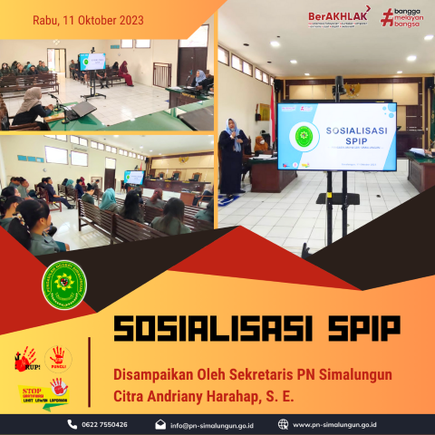 Sosialisasi SPIP (Sistem Pengendalian Intern Pemerintah) pada Pengadilan Negeri Simalungun.