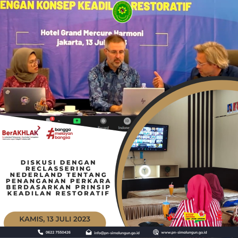 Mengikuti Zoom Meeting tentang Diskusi dengan Reclassering Nederland  tentang Penanganan Perkara Berdasarkan Prinsip Keadilan Restoratif
