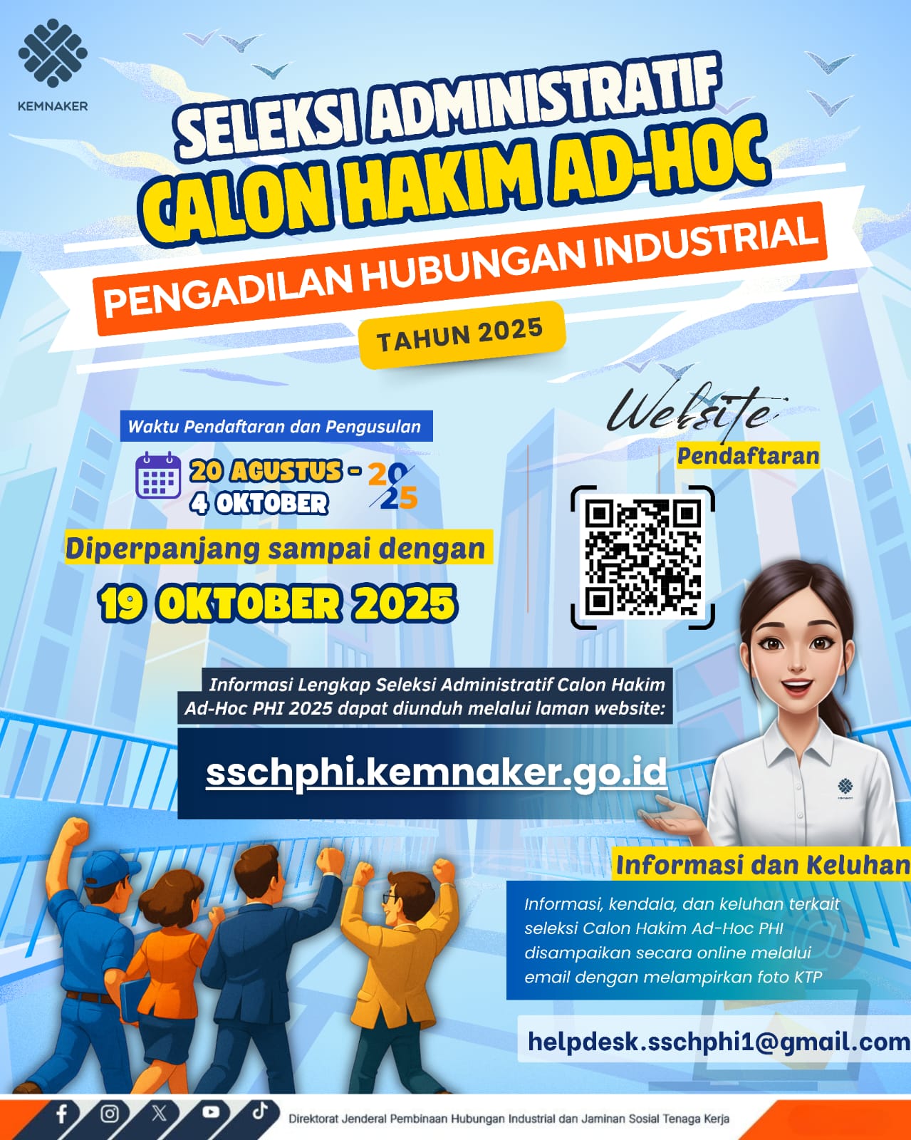 PENGUMUMAN - Perpanjangan Seleksi Administratif Calon Hakim AD-HOC Pengadilan Hubungan Insdustrial