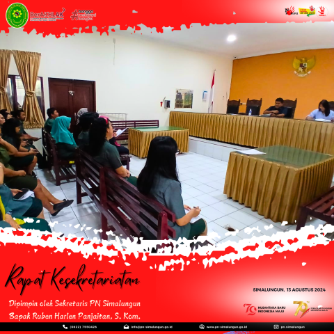 Rapat Kesekretariatan Bulan Agustus Tahun 2024 pada Pengadilan Negeri Simalungun