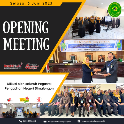 Opening Meeting Surveilans APM, Pengawasan Rutin dan Pendampingan Zona Integritas oleh Pengadilan Tinggi Medan pada Pengadilan Negeri Simalungun