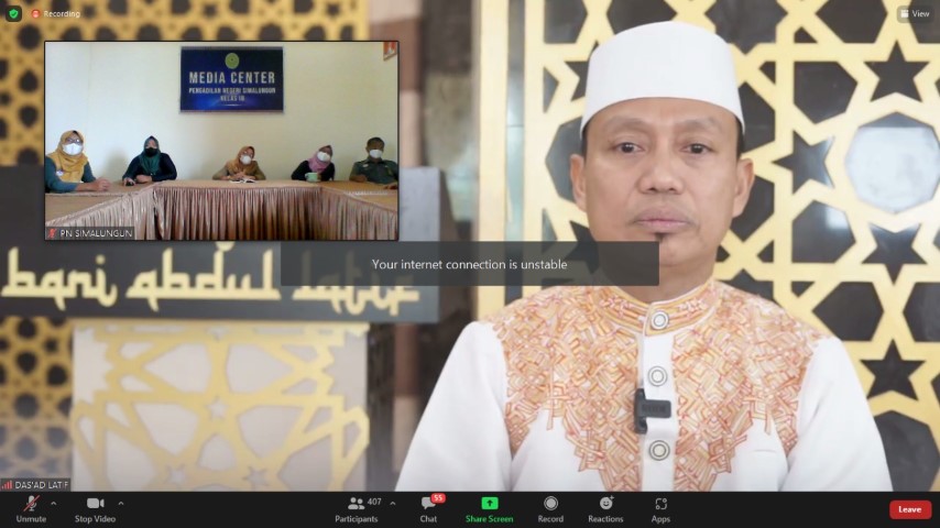 Pengadilan Negeri Simalungun Mengikuti Acara Pengajian dari Dirjen Badilum Pengadilan Negeri Simalungun Mengikuti Acara Pengajian dari Dirjen Badilum