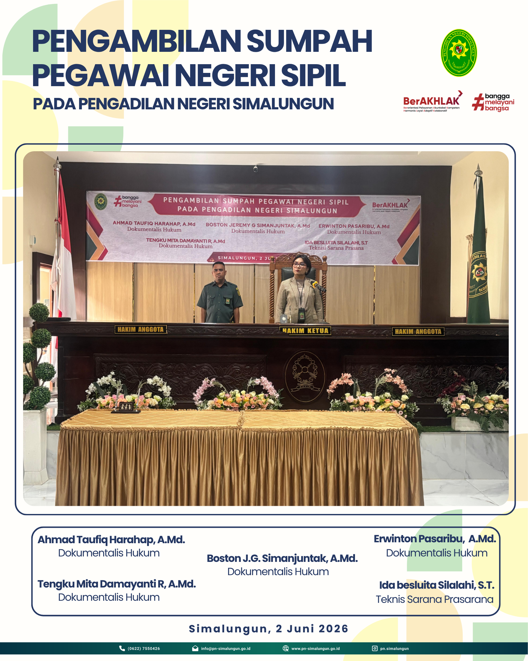 Pengambilan Sumpah Pegawai Negeri Sipil pada Pengadilan Negeri Simalungun Pengambilan Sumpah Pegawai Negeri Sipil pada Pengadilan Negeri Simalungun