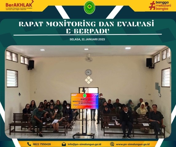 Rapat Monitoring dan Evaluasi e-Berpadu pada Pengadilan Negeri Simalungun Rapat Monitoring dan Evaluasi e-Berpadu pada Pengadilan Negeri Simalungun